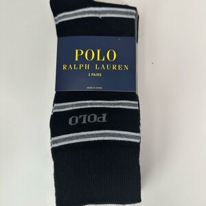 New POLO RALPH LAUREN Mens 3 Pairs Designer Dress Socks,Grey.shoe size: 6-12 1/2
